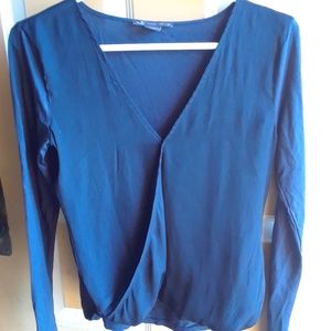 Beautiful A/X long sleeve navy blue blouse.